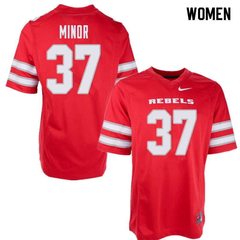 Women's UNLV Rebels #37 Christian Minor College Football Jerseys Sale-Red
